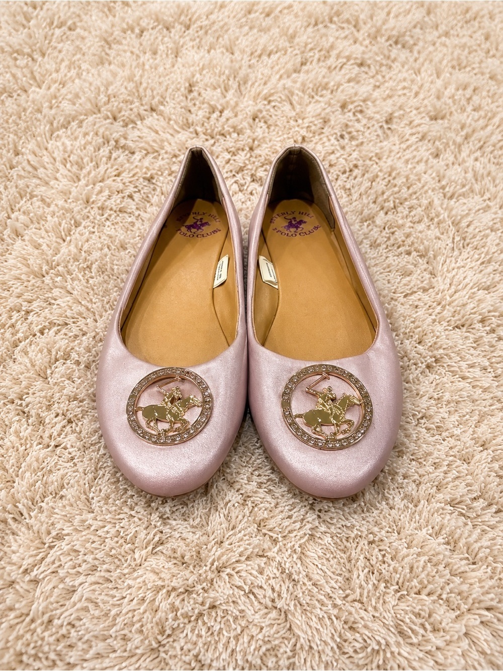 NWOT Beverly Hills Polo Club Flats  Rose Gold Size 9